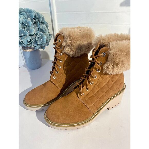 Nicole Miller Faux Fur Cuff Wedge Bootie - Picture 5 of 11